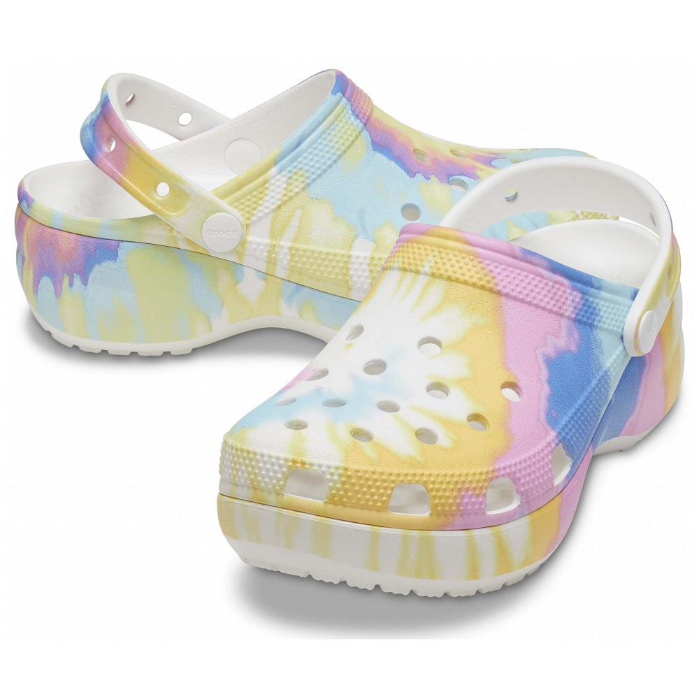 Compensées Crocs Classiche Plateforme Tie-Dye Graphic Clog Femme Multicolore | France 0639GSOL